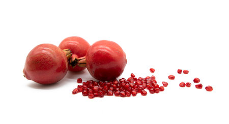 Pomegranate on a white background.food and fruit concept with clipping path.の写真素材