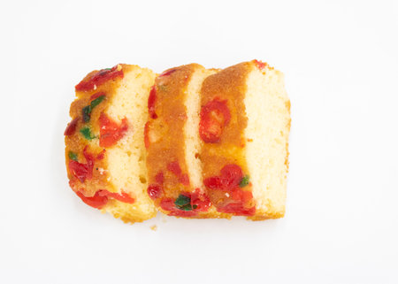 fresh pound cake slice isolate on white background, top viewの写真素材