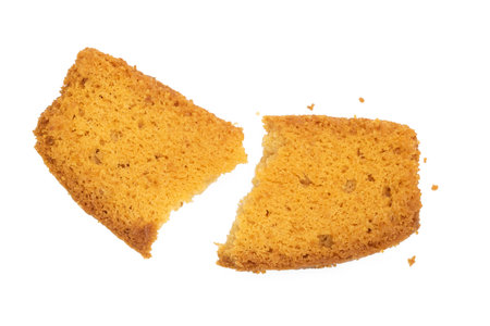 crispy rusk,cake rusk or dry cake isolated on white background.の写真素材