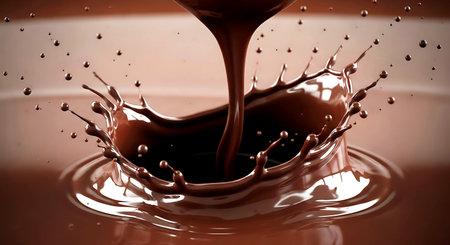 chocolate splash closeup isolated on white background. 3d renderingの素材