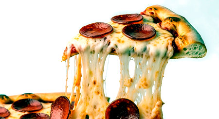 Pizza with cheese and mushrooms on a white background. Toned.の素材