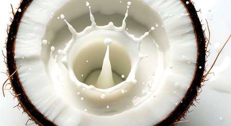 Coconut milk splash isolated on white background. 3d illustrationの素材
