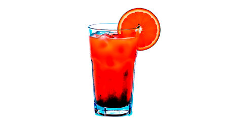 Cocktail with orange slice on a white background. Isolatedの素材