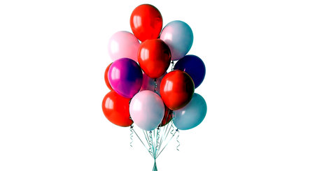 Bunch of colorful balloons isolated on white background with clipping path.の素材