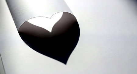 Paper heart on white background. Valentines day concept. 3D Renderingの素材