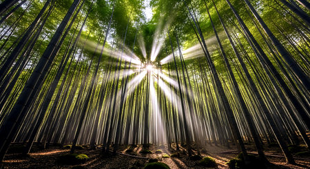 Bamboo forest in Arashiyama, Kyoto, Japan.の素材