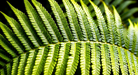 Green fern leaves close-up. Natural background and texture.の素材