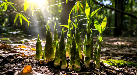 Bamboo forest in the morning light. Bamboo forest in Thailand.の素材