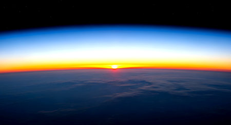 Sunset over the planet Earth. Elements of this image furnished by NASAの素材