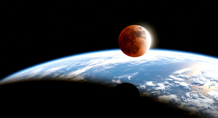 View of the planet Earth during a sunrise 3D rendering elements of this image furnished by NASAの素材