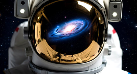 Astronaut in outer space. Science fiction. Elements of this image furnished by NASAの素材