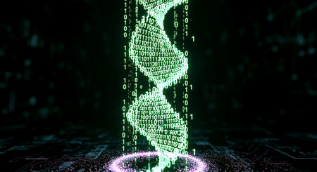 Futuristic digital background with binary code. 3d illustration.の素材