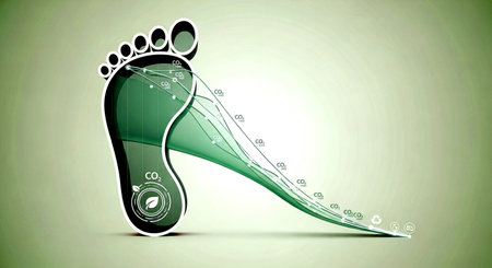 footprint on the green background. Vector illustration of human foot.の素材