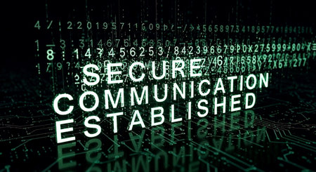 Cyber security concept with symbols on a circuit board 3D renderingの素材