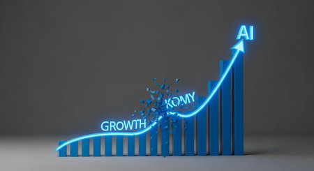 Growing bar graph showing growth in business. 3d render illustration.の素材