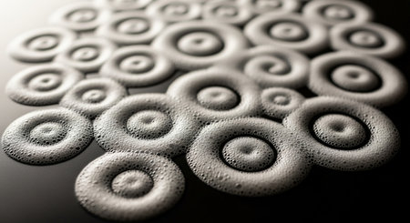 Abstract black and white background with circles. Shallow depth of field.の素材