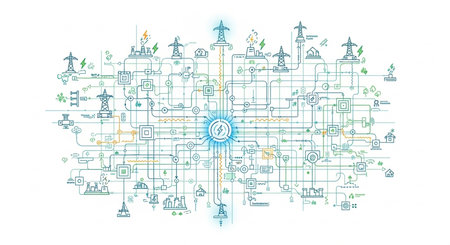 Energy and Power icons on white background. Energy generation and heavy industryの素材