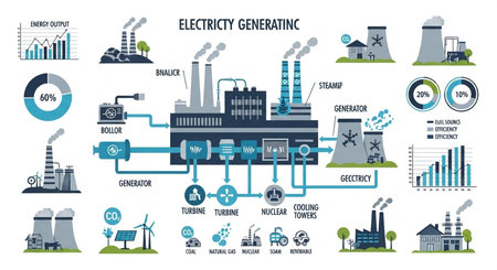 Energy and Power Infographics. Flat Design. Vector Illustration.の素材