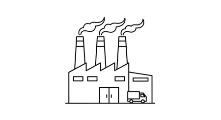 Factory icon. Industrial plant. Vector illustration in flat design style.の素材