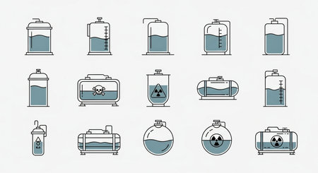 Chemical industry icons set. Linear design. Vector illustration, EPS 10.の素材