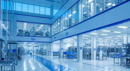 Interior of a modern factory for the production of pvc windowsの素材