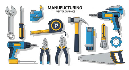 Vector set of tools and instruments for repair and construction in flat style.の素材