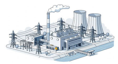Power plant on a white background. Vector illustration of a power plant.の素材