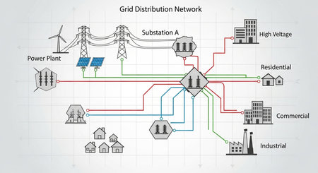 Energy and Power icons set. Renewable energy sources. Electricity distribution.の素材