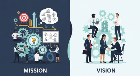 Business people working together in the office. Flat design vector illustration.の素材