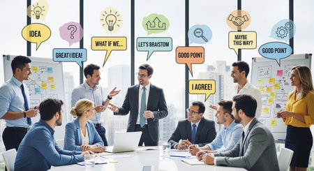 Business People Meeting Brainstorming Planning Strategy Teamwork Support Concept.の素材