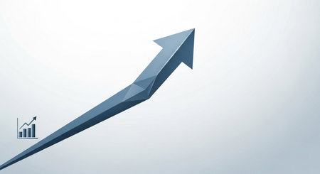 Arrow graph going up. Business and financial success concept. Vector illustration.の素材