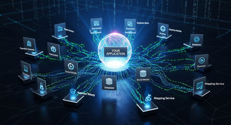 Cyber security and data protection concept on virtual screen 3D renderingの素材