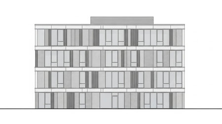Modern apartment building on a white background. Hand-drawn illustration.の素材