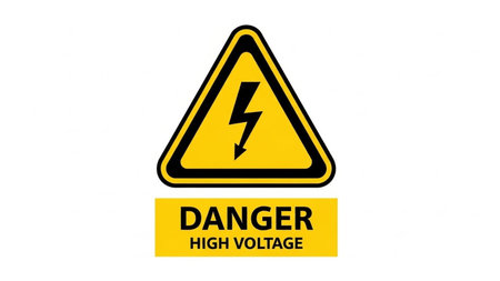 Danger high voltage sign on a white background. Vector illustration.の素材