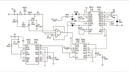 Computer circuit scheme, isolated on white background. Vector illustration. Eps 10.の素材