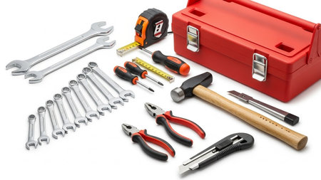 Set of tools isolated on white background. Construction and repair concept.の素材