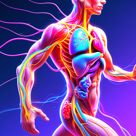 Human Organs With Circulatory System Anatomy For Medical Concept 3D Illustrationの素材