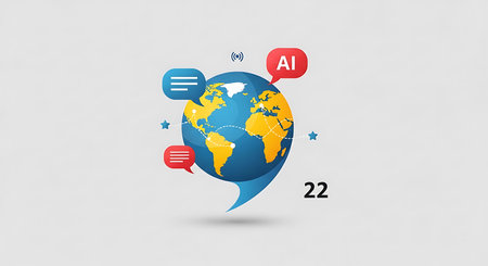 Communication concept with world map and speech bubbles. Vector illustration.