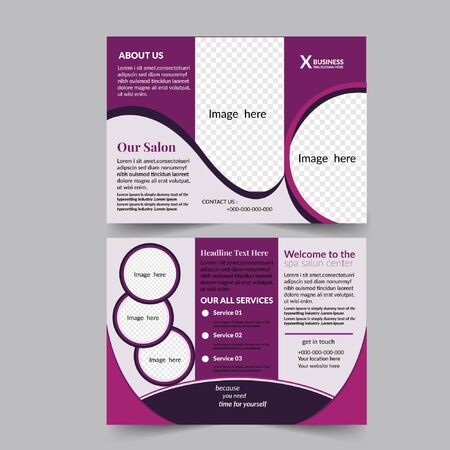 Beauty Care & Salon Trifold Brochure Templateのイラスト素材