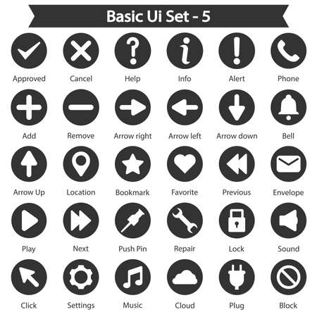 Basic Ui Icon set 5 - Black seriesのイラスト素材