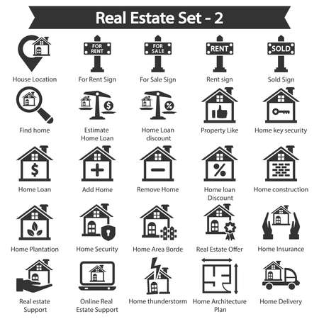 Real Estate Icon set 2 - Black seriesのイラスト素材