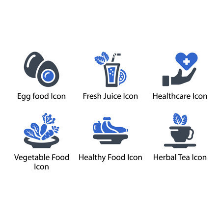 Egg food, Fresh Juice, Healthcare, Vegetable Food, Healthy Food, Herbal Tea, iconのイラスト素材