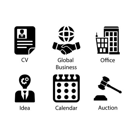 CV, Global Business, Office, Idea, Calendar, Auction, iconのイラスト素材