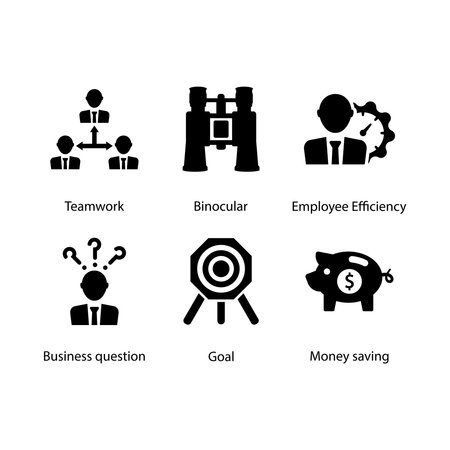 Teamwork, Binocular, Employee Efficiency, Business question, Goal, Money saving, iconのイラスト素材
