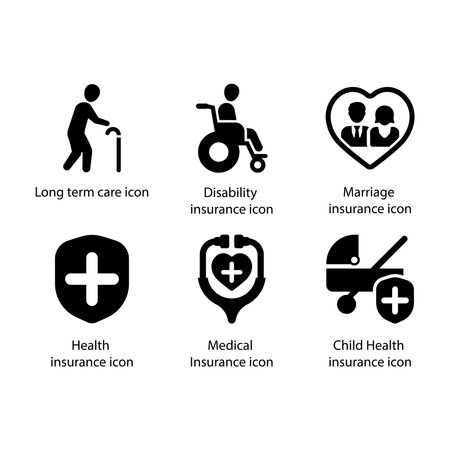 Girl kid, Boy Kid, lifebuoy protection, Insurance maturity time, Fire Insurance, Pension insurance, iconのイラスト素材