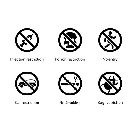 Injection, Poison, No entry, Car, No Smoking, Bug, Restriction iconのイラスト素材