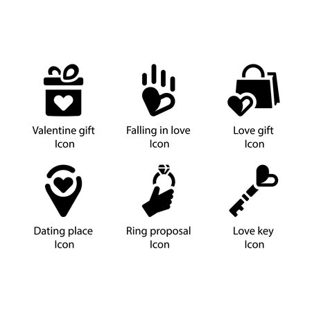 Valentine gift, Falling in love, Gift, Dating place, Ring proposal, Love key, iconのイラスト素材