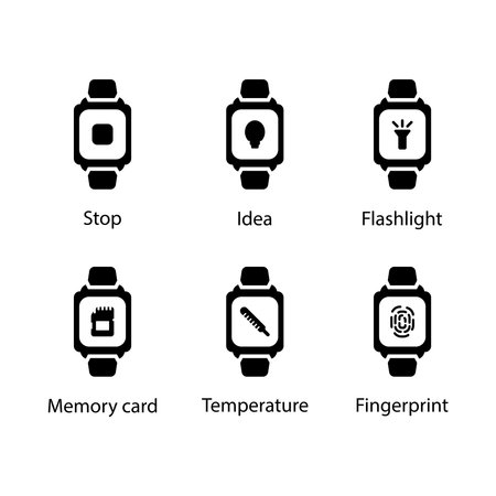 Stop, Idea, Flashlight, Memory card, Temperature, Fingerprint, iconのイラスト素材