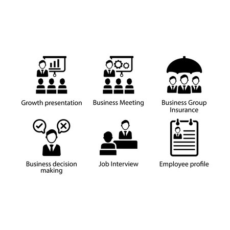 Growth presentation, Business Meeting, Group Insurance, Decision making, Job Interview, Employee profile, iconのイラスト素材