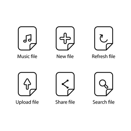 Music, New, Refresh, Upload, Share, Search, file iconのイラスト素材
